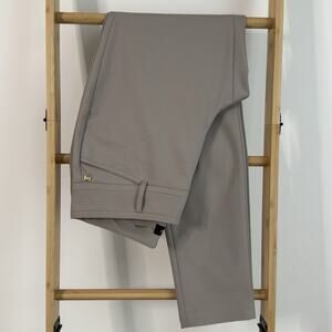 Ivanka Trump Career Slim Tan Pants Size 8 Stretch Waist Flat Front Mid Rise EUC